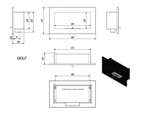 Биокамин Kratki GOLF HORIZONTAL